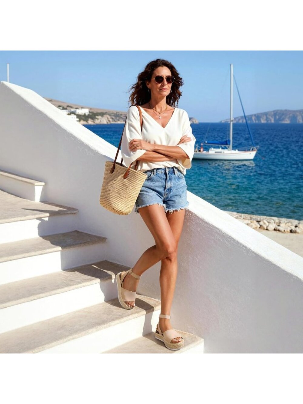 Women's Nude Comfortable Platform Espadrilles Ankle Strap Wedge Sandal Shoes - Picture 3 of 6
